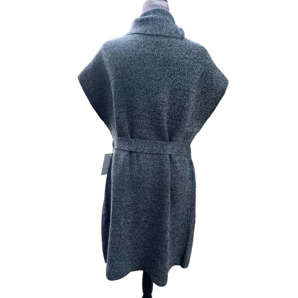 SLEEVLESS BELTED OPENFACE CARDIGAN VEST - Picture 5 of 7